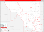 Woods County Wall Map Red Line Style