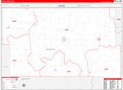 Worth County Wall Map Red Line Style
