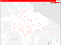 Wrangell County Wall Map Red Line Style