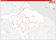 Wrangell County Wall Map Red Line Style