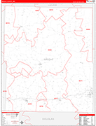Wright County Wall Map Red Line Style