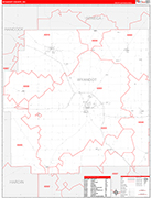 Wyandot County Wall Map Red Line Style