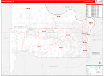 Wyandotte Wall Map Red Line Style