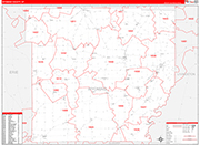 Wyoming Wall Map Red Line Style