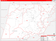 Wyoming Wall Map Red Line Style