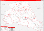 Wyoming County Wall Map Red Line Style