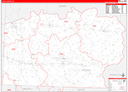 Yadkin County Wall Map Red Line Style