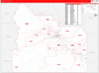 Yakima County Wall Map Red Line Style