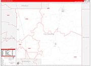 Yalobusha County Wall Map Red Line Style