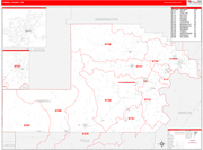 Yamhill County Wall Map Red Line Style