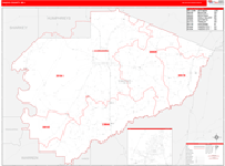 Yazoo County Wall Map Red Line Style