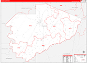 Yazoo County Wall Map Red Line Style