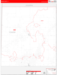 Yoakum County Wall Map Red Line Style