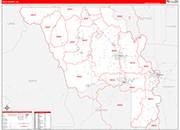 Yolo County Wall Map Red Line Style