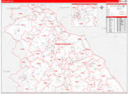 York Wall Map Red Line Style