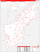 Yuba County Wall Map Red Line Style