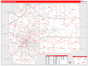 Akron Metro Area Wall Map Red Line Style