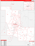 Albuquerque Metro Area Wall Map Red Line Style