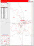 Amarillo Metro Area Wall Map Red Line Style
