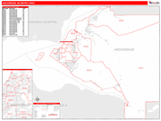Anchorage Metro Area Wall Map Red Line Style