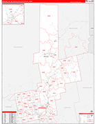 Bangor Metro Area Wall Map Red Line Style
