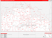 Binghamton Metro Area Wall Map Red Line Style