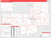 Bismarck Metro Area Wall Map Red Line Style