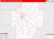 Bloomington Metro Area Wall Map Red Line Style