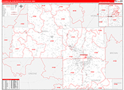 Bloomington Metro Area Wall Map Red Line Style