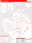 Brazoria Wall Map Red Line Style