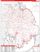 Brockton Metro Area Wall Map Red Line Style