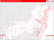 Brunswick Metro Area Wall Map Red Line Style