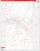 Burlington Metro Area Wall Map Red Line Style