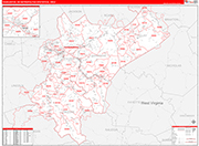 Charleston Metro Area Wall Map Red Line Style