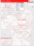 Chattanooga Metro Area Wall Map Red Line Style