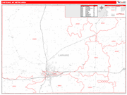 Cheyenne Metro Area Wall Map Red Line Style