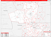 Clarksville Metro Area Wall Map Red Line Style