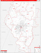 Columbia Metro Area Wall Map Red Line Style