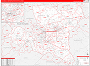 Columbia Metro Area Wall Map Red Line Style