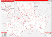 Columbus Metro Area Wall Map Red Line Style
