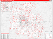 Columbus Metro Area Wall Map Red Line Style