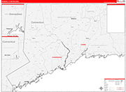 Danbury Metro Area Wall Map Red Line Style