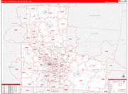 Dayton Metro Area Wall Map Red Line Style