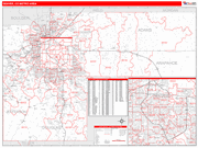 Denver Metro Area Wall Map Red Line Style