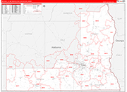 Dothan Metro Area Wall Map Red Line Style