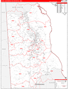 Dover Metro Area Wall Map Red Line Style