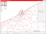 Erie Metro Area Wall Map Red Line Style