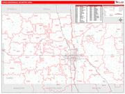 Fargo Metro Area Wall Map Red Line Style