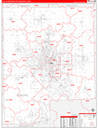 Flint Metro Area Wall Map Red Line Style