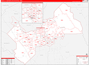 Fresno Metro Area Wall Map Red Line Style